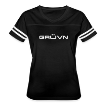 Load image into Gallery viewer, GRÜVN Women’s Vintage Sport T-Shirt - White (7 Colors) - black/white
