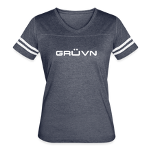 Load image into Gallery viewer, GRÜVN Women’s Vintage Sport T-Shirt - White (7 Colors) - vintage navy/white