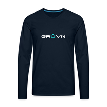 Load image into Gallery viewer, GRÜVN Men&#39;s Premium Long Sleeve T-Shirt - White &amp; Blue (4 Colors) - deep navy
