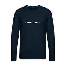 Load image into Gallery viewer, GRÜVN Men's Premium Long Sleeve T-Shirt - White & Blue (4 Colors) - deep navy