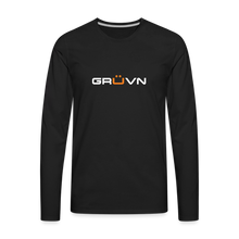Load image into Gallery viewer, GRÜVN Men's Premium Long Sleeve T-Shirt - White & Orange (4 Colors) - black