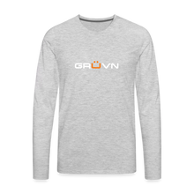 Load image into Gallery viewer, GRÜVN Men's Premium Long Sleeve T-Shirt - White & Orange (4 Colors) - heather gray