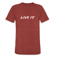 Load image into Gallery viewer, LIVE IT Unisex Tri-Blend T-Shirt - 5 Colors - heather cranberry