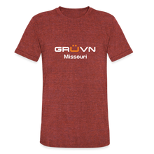 Load image into Gallery viewer, GRÜVN Missouri Unisex Tri-Blend T-Shirt - White & Orange Logo (4 Colors) - heather cranberry