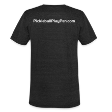 Load image into Gallery viewer, GRÜVN Unisex Tri-Blend T-Shirt - PickleballPlayPen.com On Back  (4 Colors - heather black