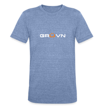 Load image into Gallery viewer, GRÜVN Unisex Tri-Blend T-Shirt - PickleballPlayPen.com On Back  (4 Colors - heather blue