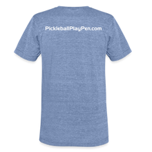 Load image into Gallery viewer, GRÜVN Unisex Tri-Blend T-Shirt - PickleballPlayPen.com On Back  (4 Colors - heather blue