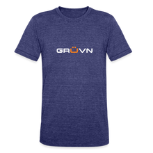 Load image into Gallery viewer, GRÜVN Unisex Tri-Blend T-Shirt - PickleballPlayPen.com On Back  (4 Colors - heather indigo