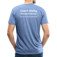 Load image into Gallery viewer, GRÜVN Unisex Tri-Blend T-Shirt - Coach Matty on the back - heather blue