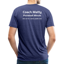 Load image into Gallery viewer, GRÜVN Unisex Tri-Blend T-Shirt - Coach Matty on the back - heather indigo