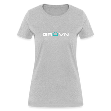 Load image into Gallery viewer, GRÜVN Women's T-Shirt - White & Blue - heather gray