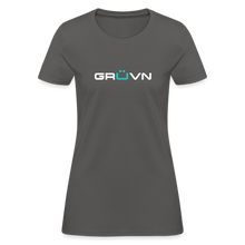 Load image into Gallery viewer, GRÜVN Women's T-Shirt - White & Blue - charcoal