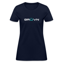 Load image into Gallery viewer, GRÜVN Women's T-Shirt - White & Blue - navy