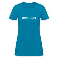 Load image into Gallery viewer, GRÜVN Women's T-Shirt - White & Blue - turquoise