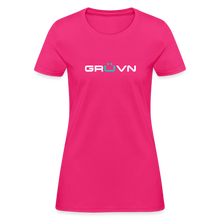 Load image into Gallery viewer, GRÜVN Women's T-Shirt - White & Blue - fuchsia