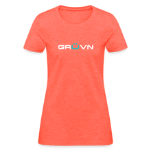 Load image into Gallery viewer, GRÜVN Women's T-Shirt - White & Blue - heather coral