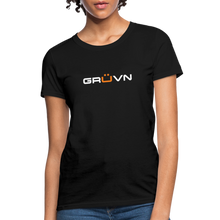 Load image into Gallery viewer, GRÜVN Women's T-Shirt - White & Orange - black