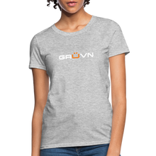 Load image into Gallery viewer, GRÜVN Women's T-Shirt - White & Orange - heather gray