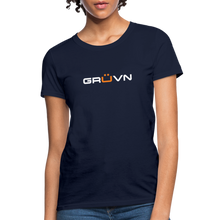 Load image into Gallery viewer, GRÜVN Women's T-Shirt - White & Orange - navy