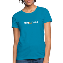 Load image into Gallery viewer, GRÜVN Women's T-Shirt - White & Orange - turquoise
