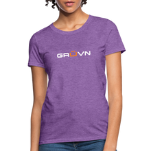 Load image into Gallery viewer, GRÜVN Women's T-Shirt - White & Orange - purple heather