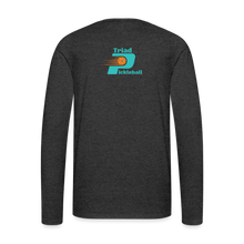 Load image into Gallery viewer, GRÜVN Men's Premium Long Sleeve T-Shirt - White & Orange with Triad (4 Colors) - charcoal grey