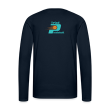 Load image into Gallery viewer, GRÜVN Men's Premium Long Sleeve T-Shirt - White & Orange with Triad (4 Colors) - deep navy