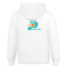 Load image into Gallery viewer, GRÜVN Unisex Contrast Hoodie - Blue & Orange Logo with Triad - white/gray