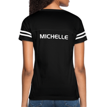 Load image into Gallery viewer, GRÜVN Women’s Vintage Sport T-Shirt - Michelle on back - black/white