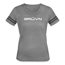 Load image into Gallery viewer, GRÜVN Women’s Vintage Sport T-Shirt - Michelle on back - heather gray/charcoal