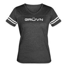 Load image into Gallery viewer, GRÜVN Women’s Vintage Sport T-Shirt - Michelle on back - vintage smoke/white