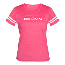 Load image into Gallery viewer, GRÜVN Women’s Vintage Sport T-Shirt - Michelle on back - vintage pink/white