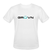 Load image into Gallery viewer, GRÜVN Men’s Moisture Wicking Performance T-Shirt - Black & Blue Logo (4 Colors) - white
