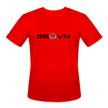 Load image into Gallery viewer, GRÜVN Men’s Moisture Wicking Performance T-Shirt - Black & Blue Logo (4 Colors) - red