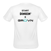 Load image into Gallery viewer, "Start Dinkin' & GRÜVN" (on back) Men’s Moisture Wicking Performance T-Shirt (4 Colors) - white