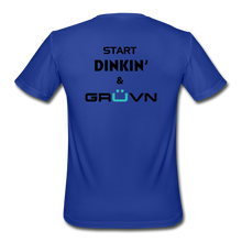 Load image into Gallery viewer, "Start Dinkin' & GRÜVN" (on back) Men’s Moisture Wicking Performance T-Shirt (4 Colors) - royal blue