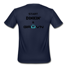 Load image into Gallery viewer, "Start Dinkin' & GRÜVN" (on back) Men’s Moisture Wicking Performance T-Shirt (4 Colors) - navy