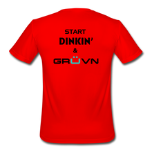 Load image into Gallery viewer, "Start Dinkin' & GRÜVN" (on back) Men’s Moisture Wicking Performance T-Shirt (4 Colors) - red