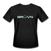 Load image into Gallery viewer, GRÜVN Men’s Moisture Wicking Performance T-Shirt - White & Blue Logo (4 Colors) - black