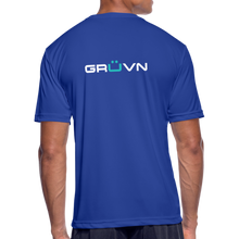 Load image into Gallery viewer, LIVE IT Men’s Moisture Wicking Performance T-Shirt (GRÜVN on back) White Logo (4 Colors) - royal blue