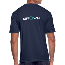 Load image into Gallery viewer, LIVE IT Men’s Moisture Wicking Performance T-Shirt (GRÜVN on back) White Logo (4 Colors) - navy