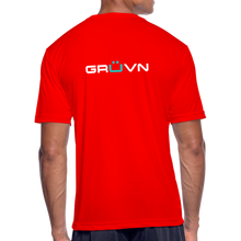 Load image into Gallery viewer, LIVE IT Men’s Moisture Wicking Performance T-Shirt (GRÜVN on back) White Logo (4 Colors) - red