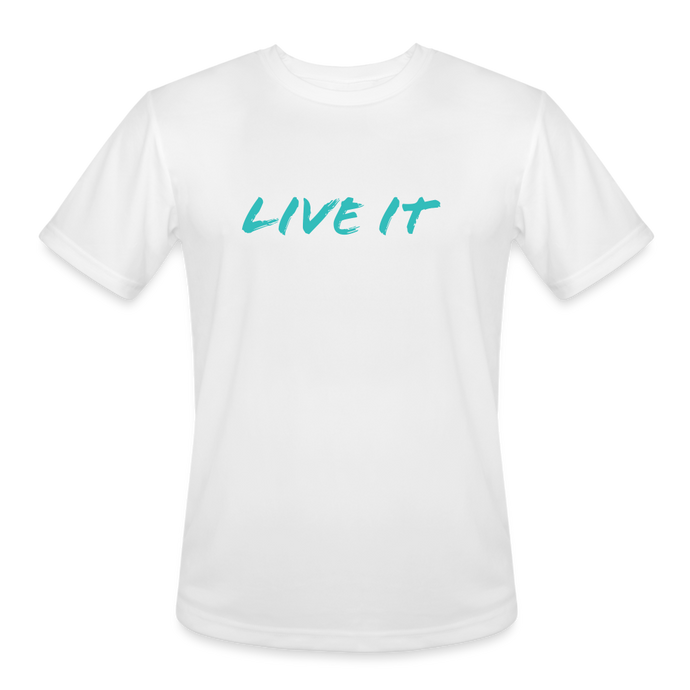 LIVE IT Men’s Moisture Wicking Performance T-Shirt (GRÜVN on back) Blue Logo (4 Colors) - white