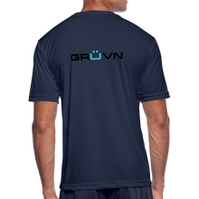 Load image into Gallery viewer, LIVE IT Men’s Moisture Wicking Performance T-Shirt (GRÜVN on back) Blue Logo (4 Colors) - navy