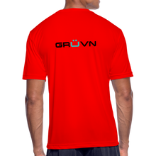 Load image into Gallery viewer, LIVE IT Men’s Moisture Wicking Performance T-Shirt (GRÜVN on back) Blue Logo (4 Colors) - red