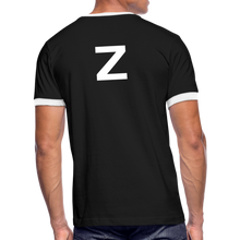Load image into Gallery viewer, GRÜVN Men's Ringer T-Shirt - Z on back - black/white