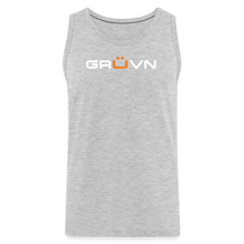 Load image into Gallery viewer, GRÜVN Men’s Premium Tank - White & Orange (6 Colors) - heather gray