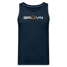Load image into Gallery viewer, GRÜVN Men’s Premium Tank - White & Orange (6 Colors) - deep navy
