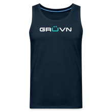 Load image into Gallery viewer, GRÜVN Men’s Premium Tank - White & Blue (6 Colors) - deep navy