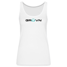 Load image into Gallery viewer, GRÜVN Women’s Premium Tank Top - Black & Blue Logo (7 Colors) - white